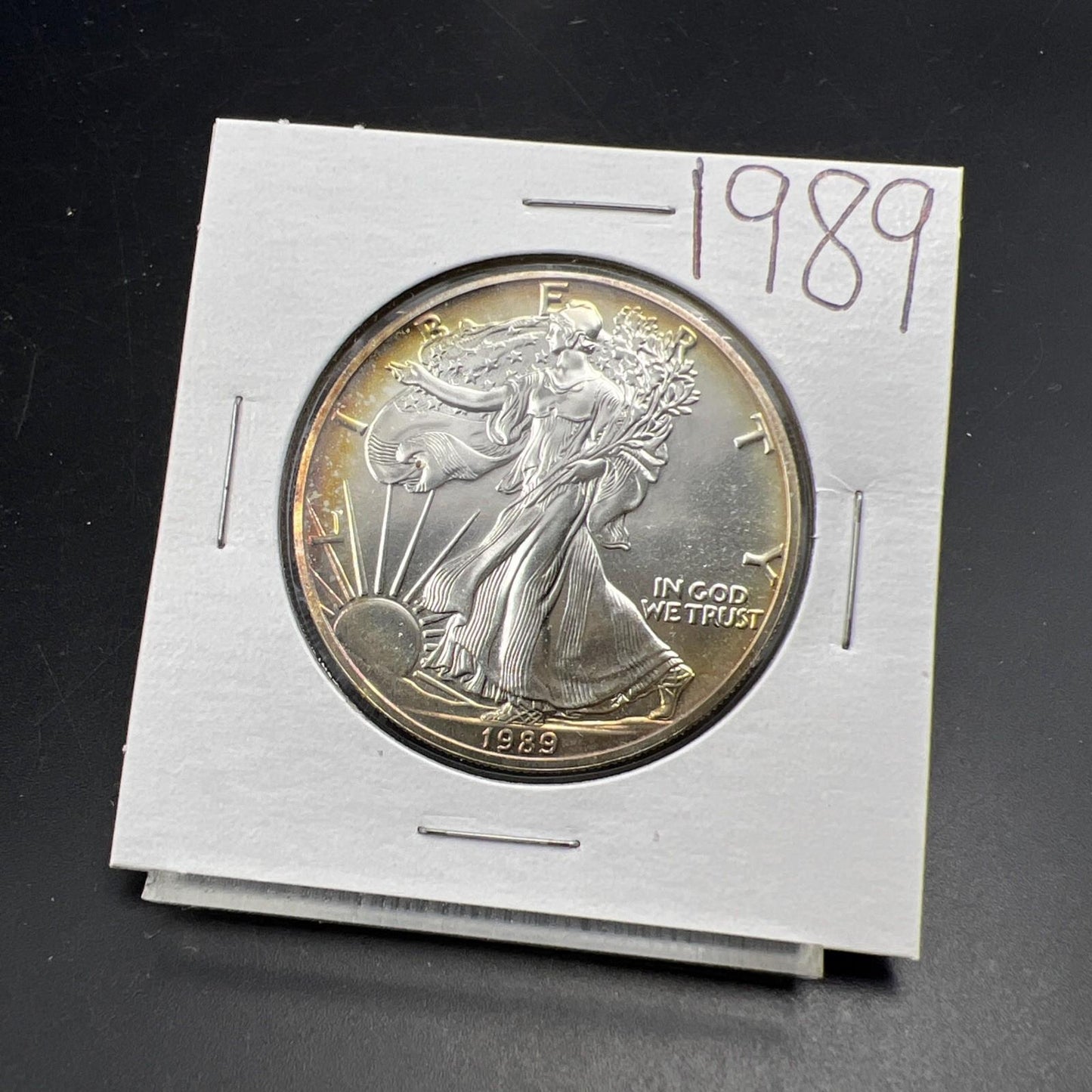 1989 1 Oz ASE American Silver Eagle Coin Gem BU UNC Nice Toning SKU#B