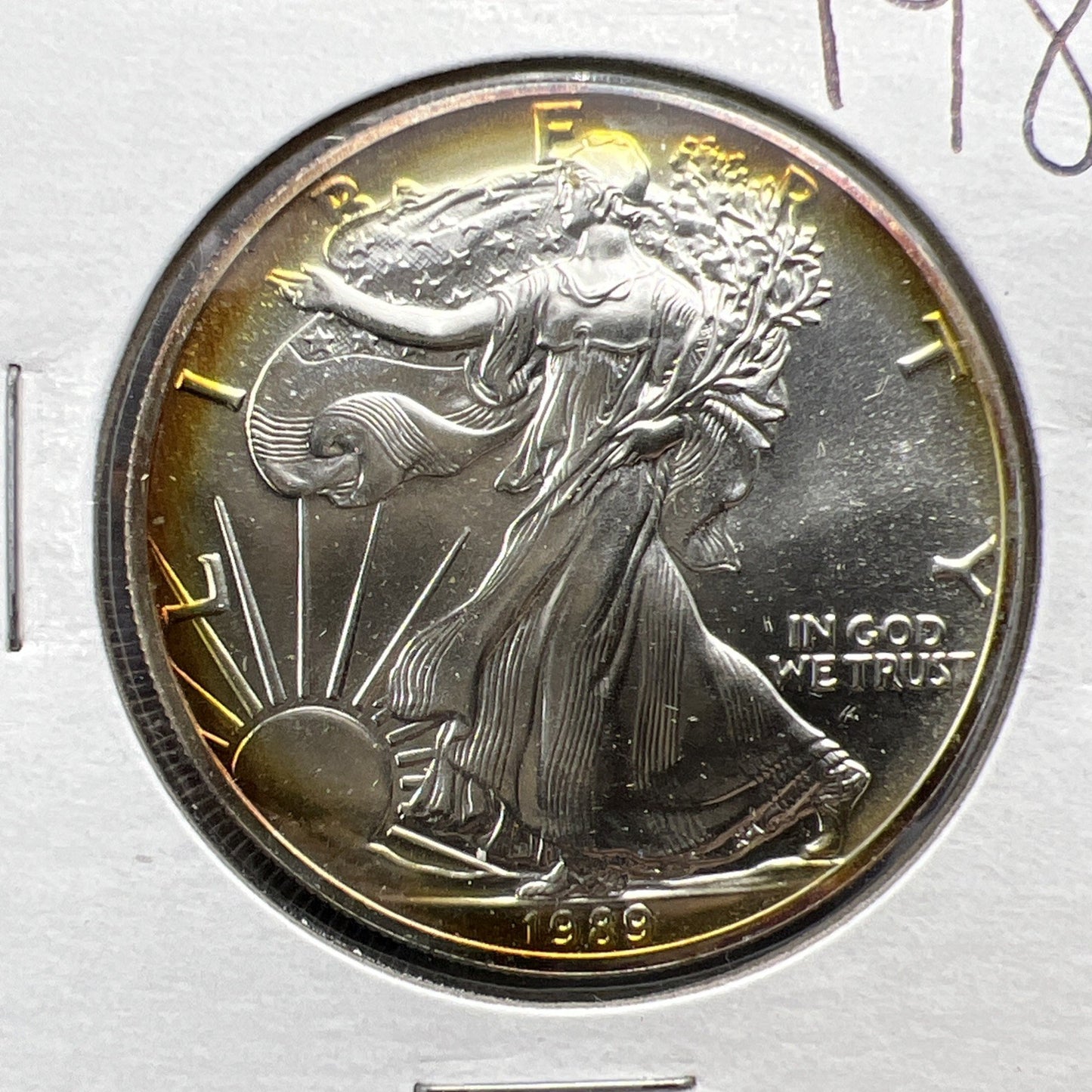 1989 1 Oz ASE American Silver Eagle Coin Gem BU UNC Nice Toning SKU#D