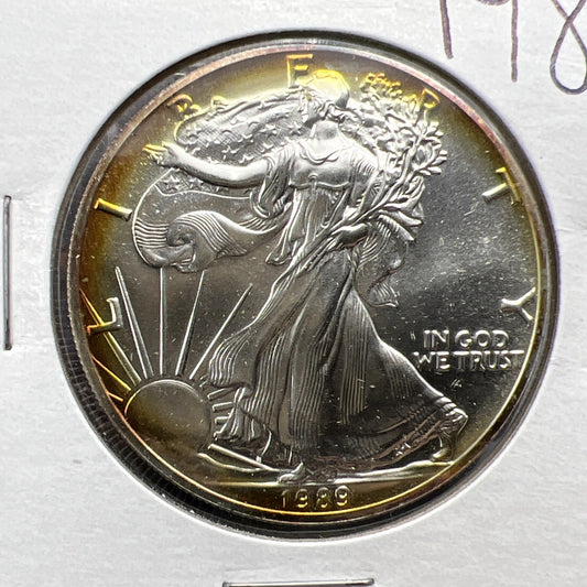 1989 1 Oz ASE American Silver Eagle Coin Gem BU UNC Nice Toning SKU#D