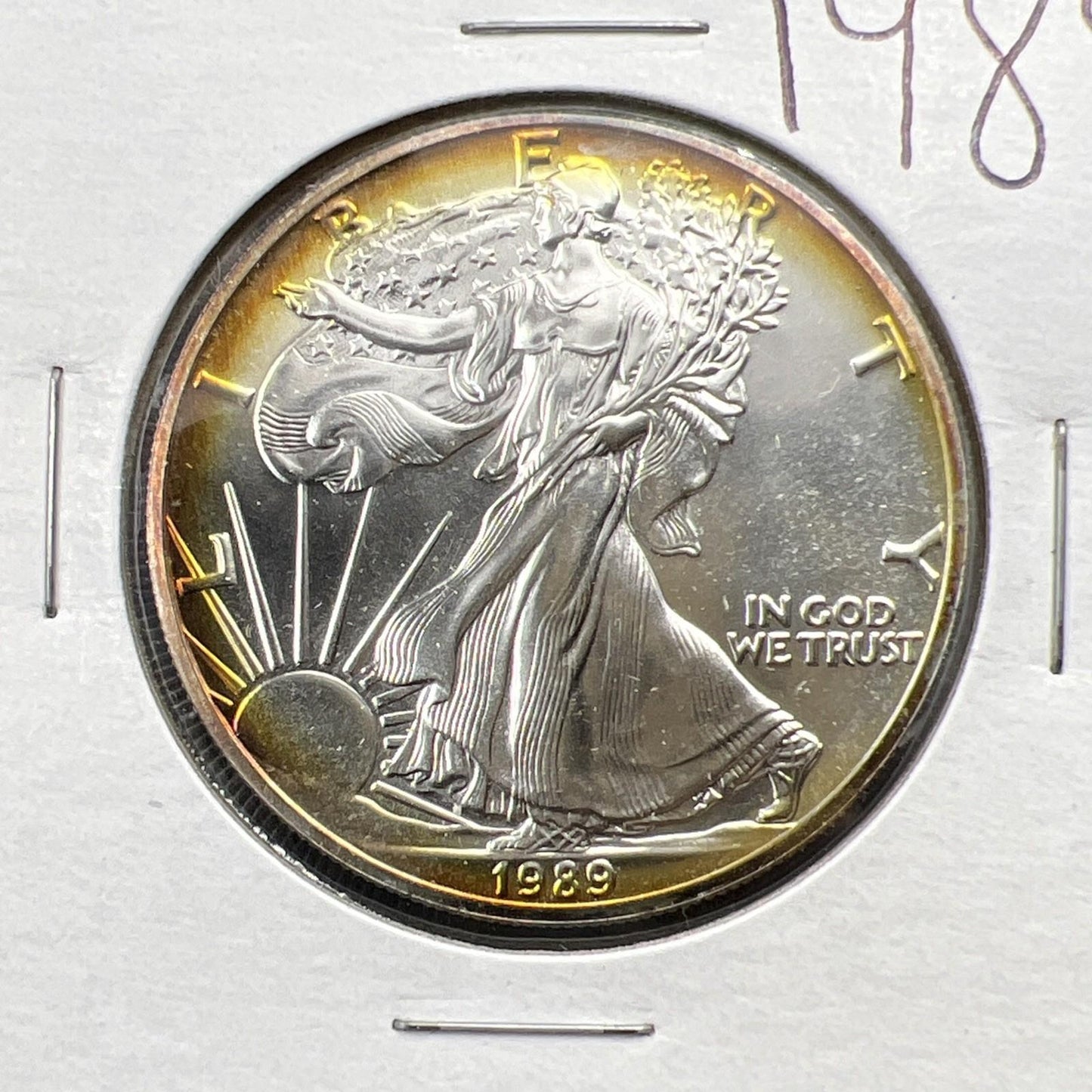 1989 1 Oz ASE American Silver Eagle Coin Gem BU UNC Nice Toning SKU#D