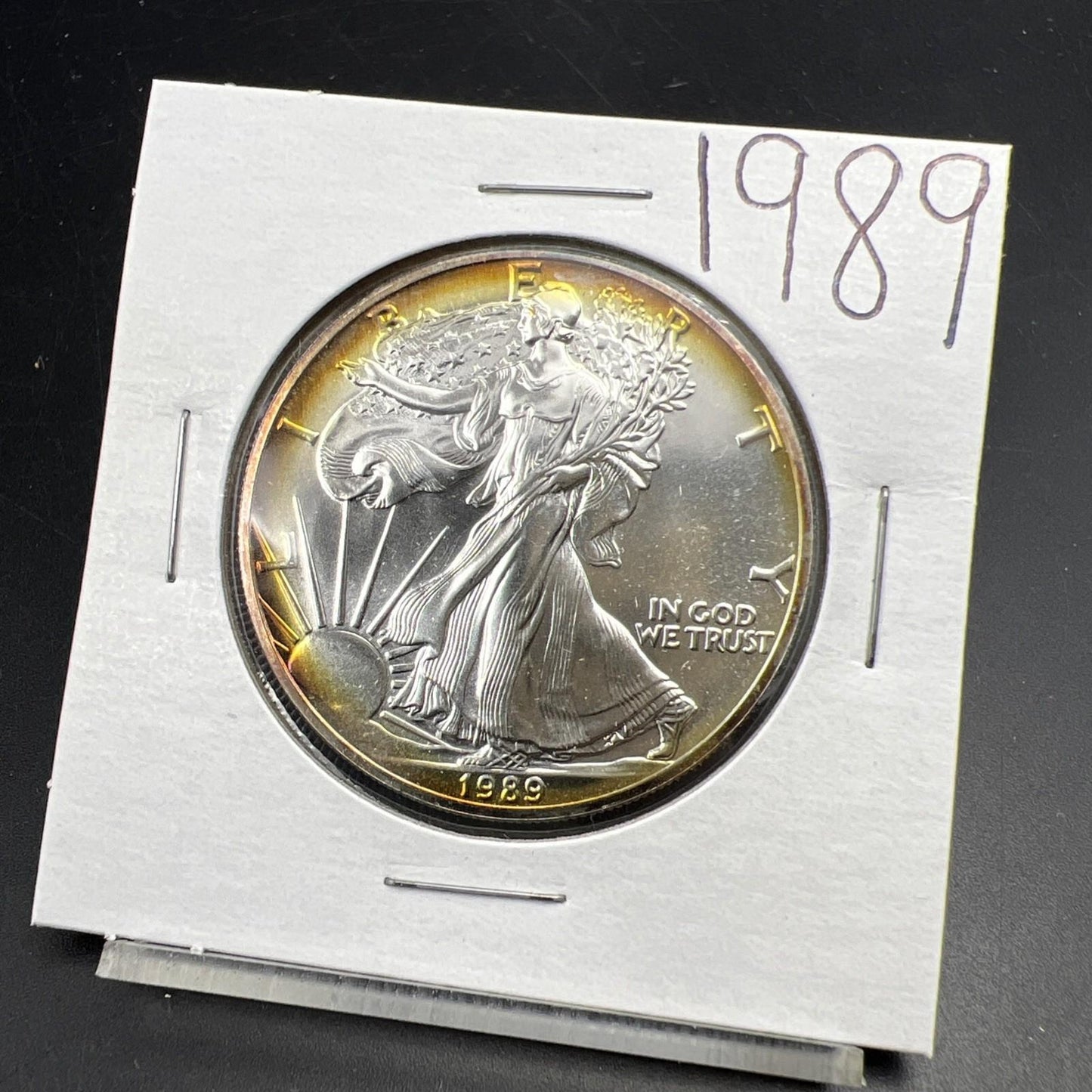 1989 1 Oz ASE American Silver Eagle Coin Gem BU UNC Nice Toning SKU#D