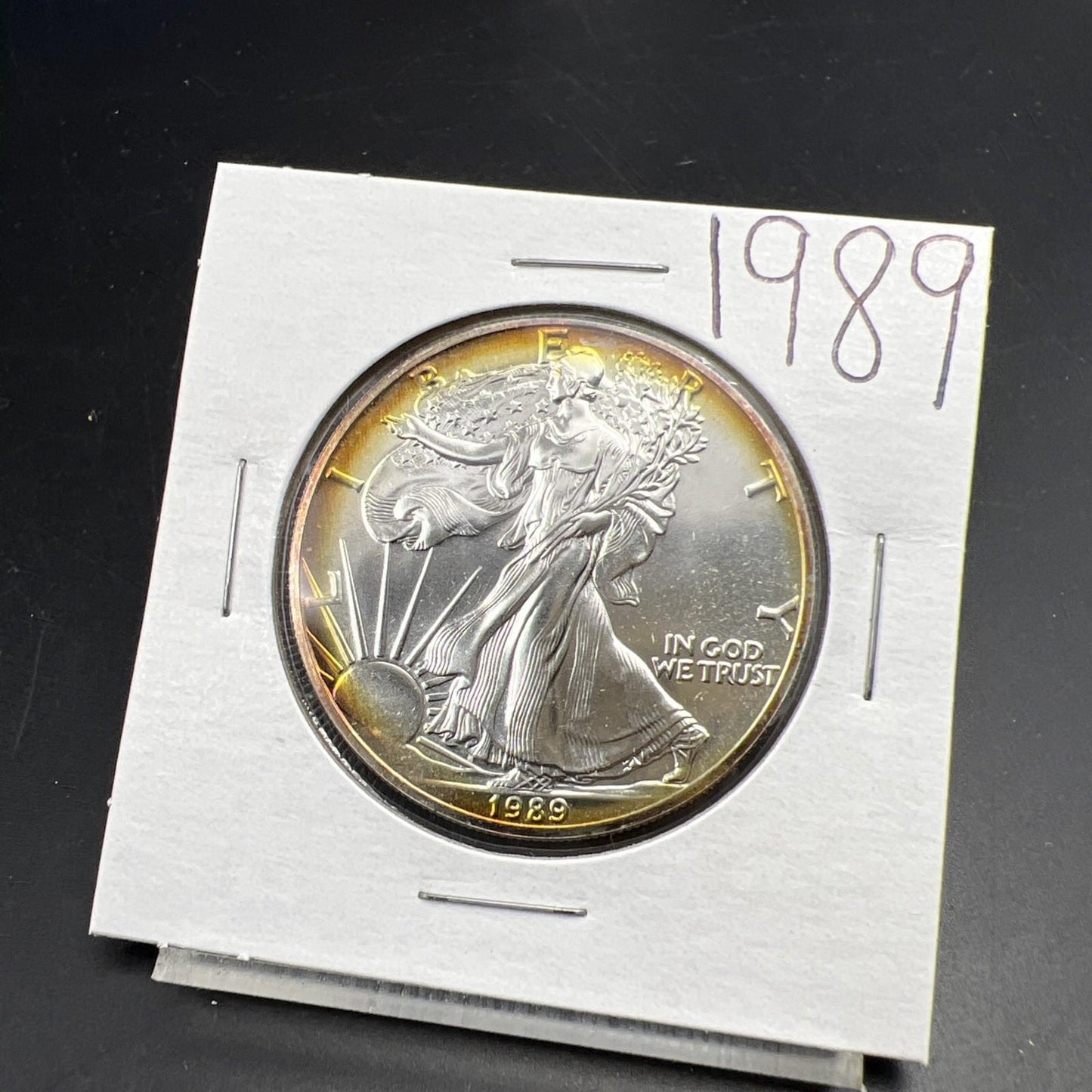 1989 1 Oz ASE American Silver Eagle Coin Gem BU UNC Nice Toning SKU#D