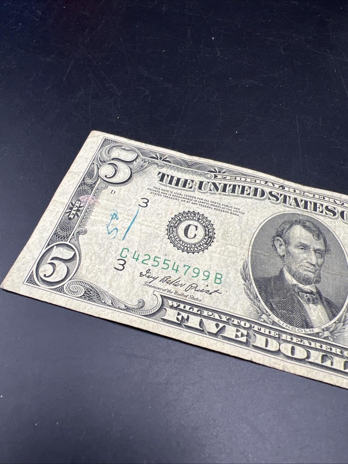 1950 B $5 FRN Federal Reserve Note VG Very Good Circ #799