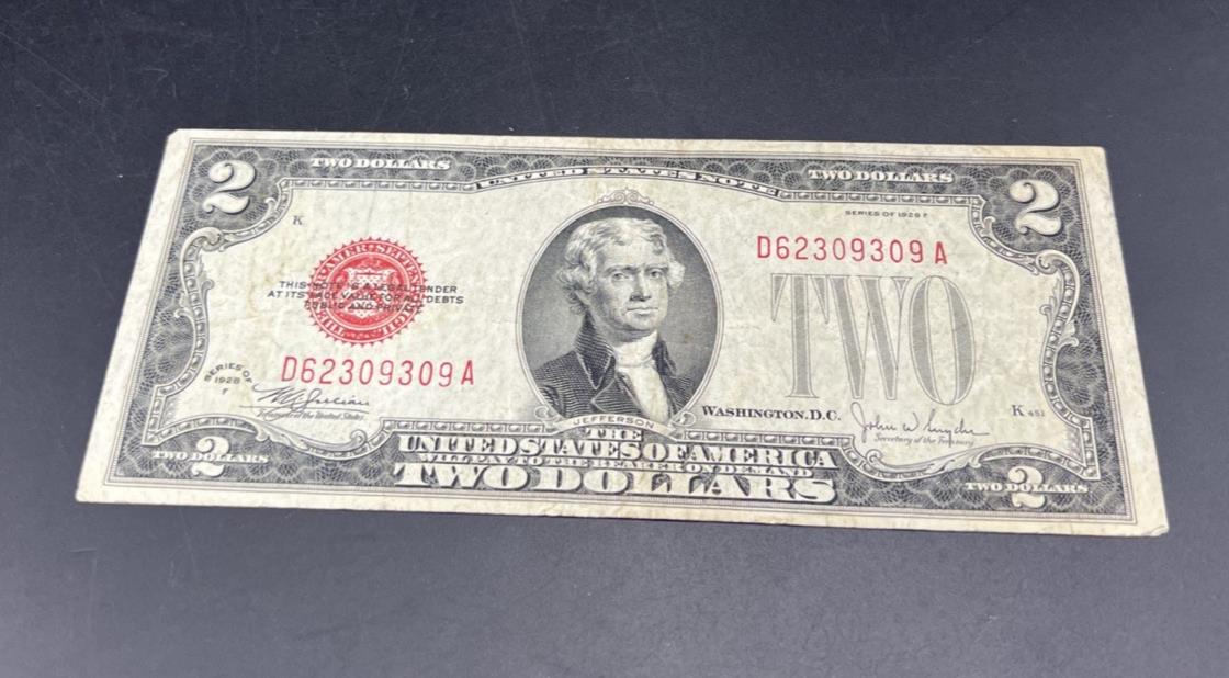 1928 F $2 Two Dollar USN United States Note Choice VG / Fine Circ #309
