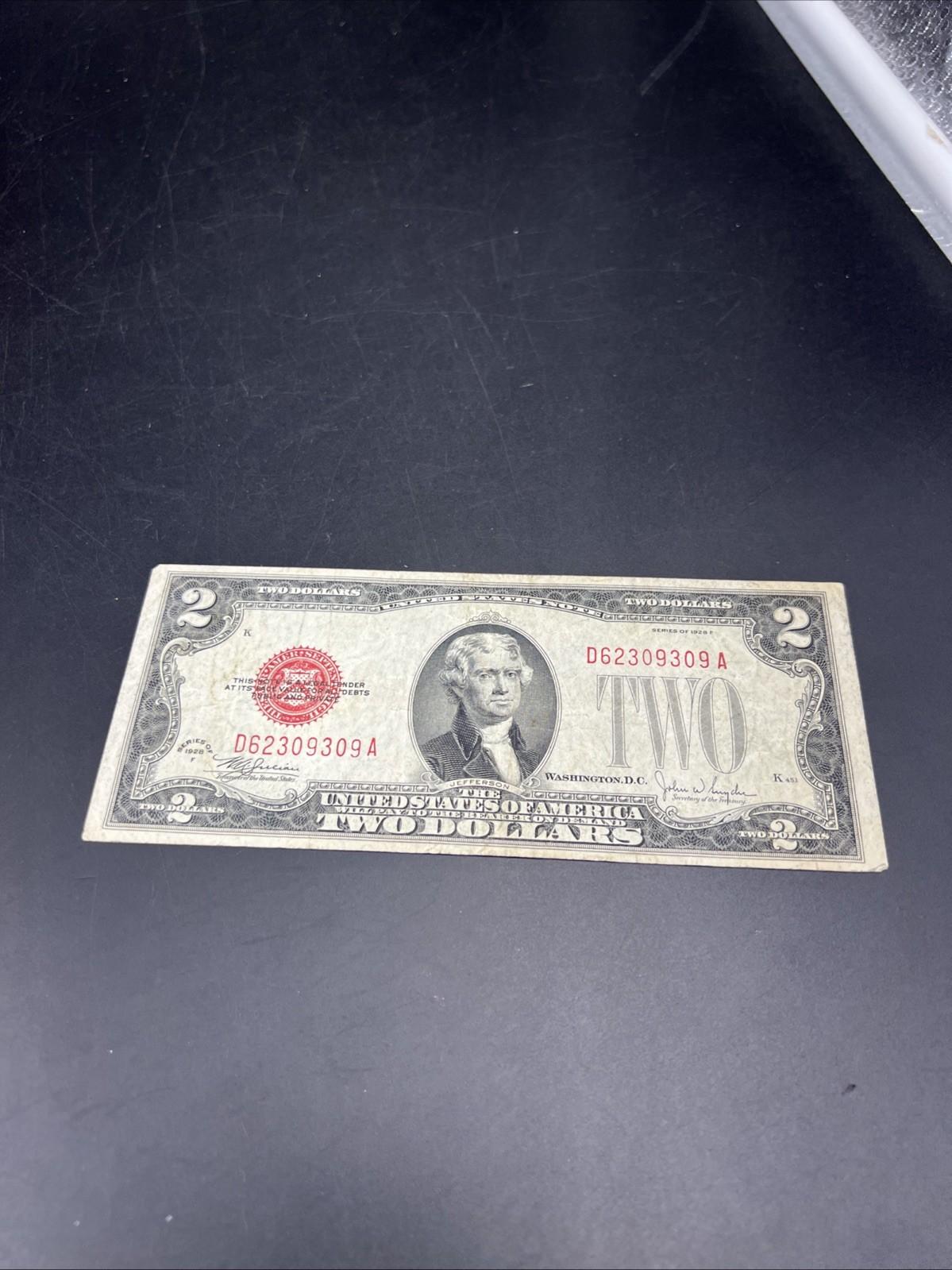 1928 F $2 Two Dollar USN United States Note Choice VG / Fine Circ #309