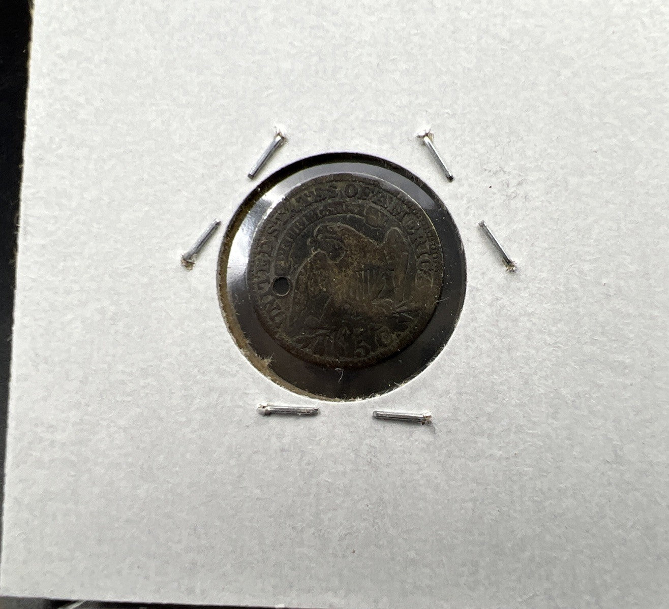 1829 Capped Bust Head Half Dime Coin VG / Fine Details Holed Toned