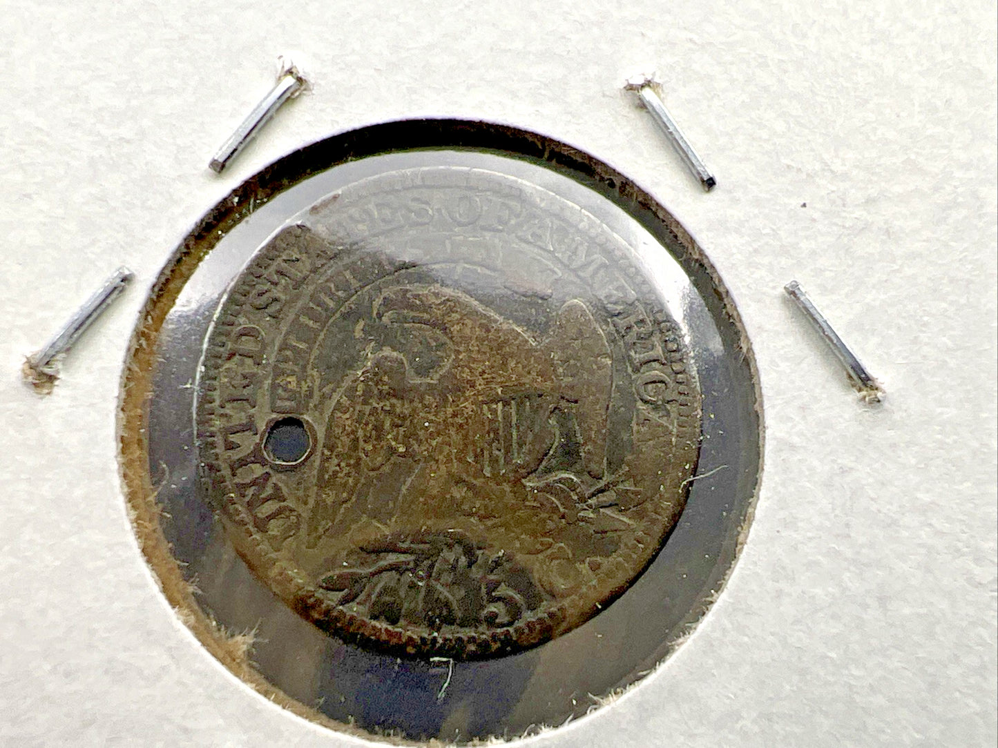 1829 Capped Bust Head Half Dime Coin VG / Fine Details Holed Toned