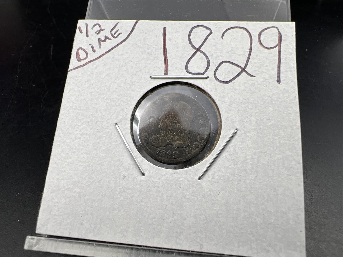 1829 Capped Bust Head Half Dime Coin VG / Fine Details Holed Toned