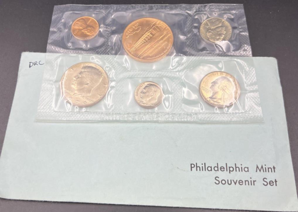 1974 P Denver Mint Souvenir Set Uncirculated Coins and Medal w/ used Envelope