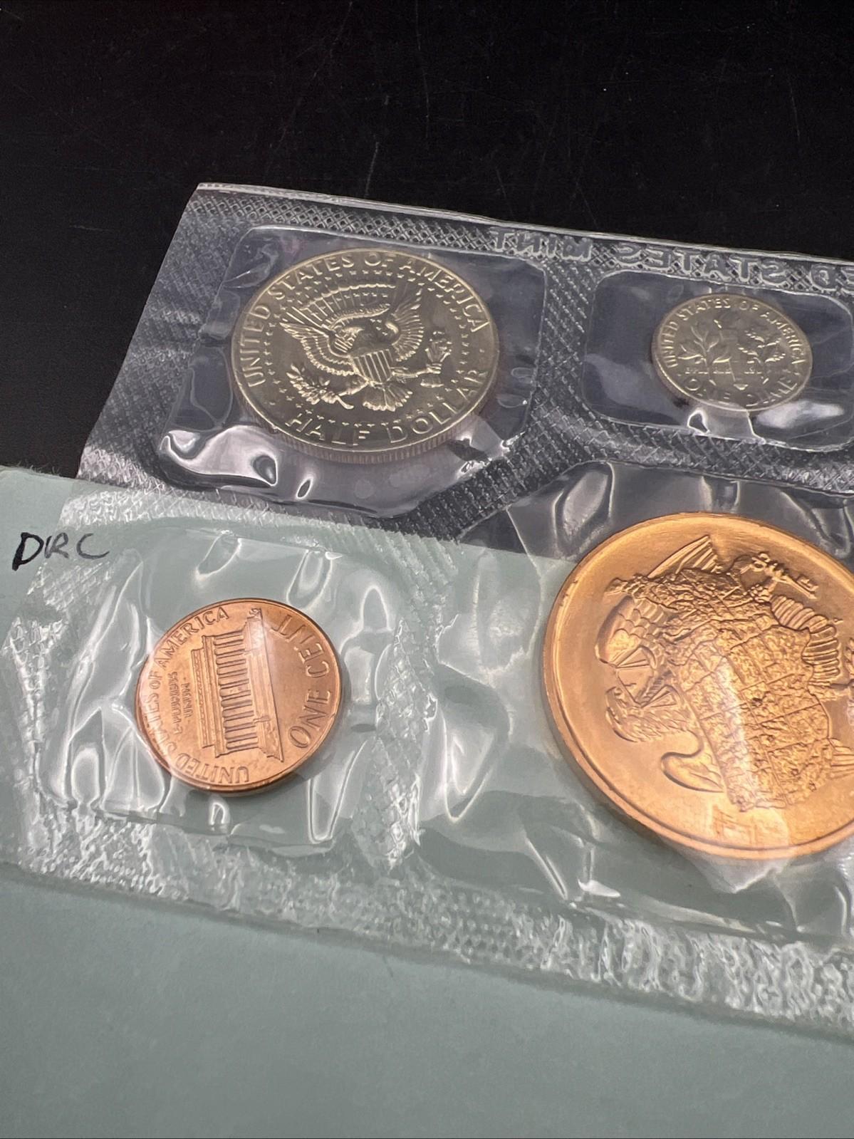 1974 P Denver Mint Souvenir Set Uncirculated Coins and Medal w/ used Envelope