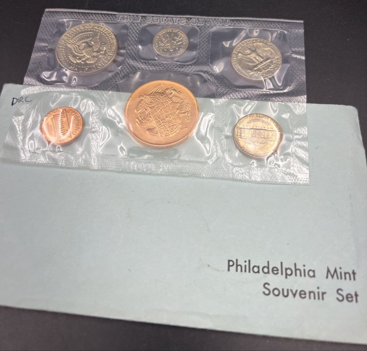 1974 P Denver Mint Souvenir Set Uncirculated Coins and Medal w/ used Envelope