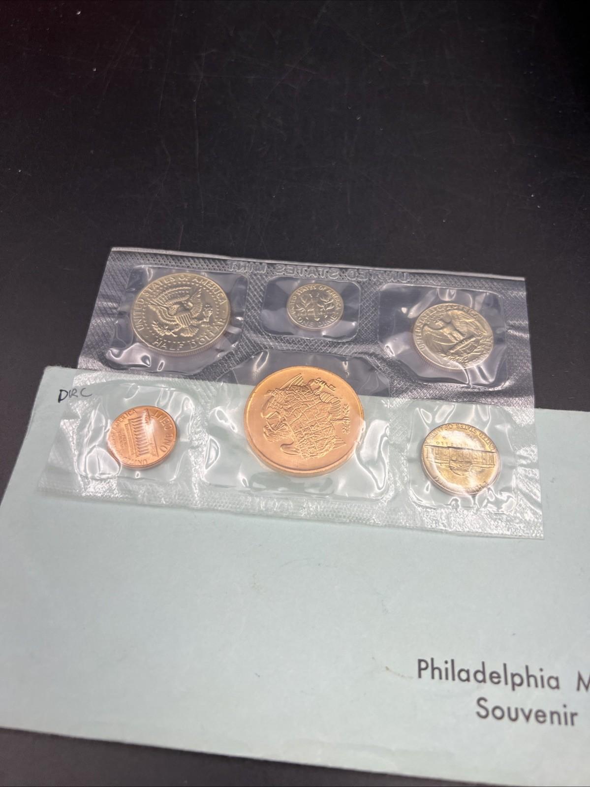 1974 P Denver Mint Souvenir Set Uncirculated Coins and Medal w/ used Envelope