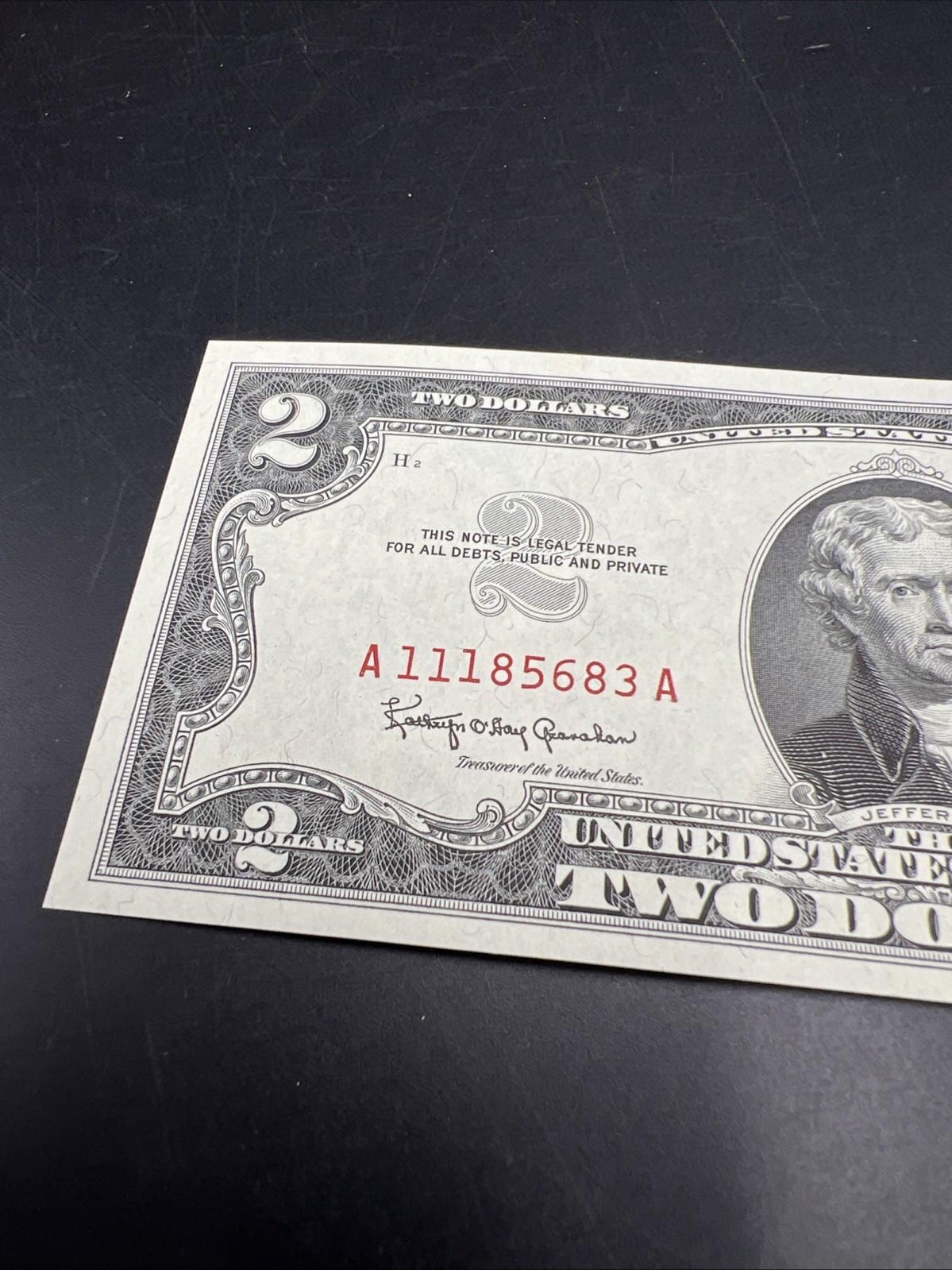 1963 $2 Two Dollar USN United States Note #111 CH UNC Neat Serial # Red Seal