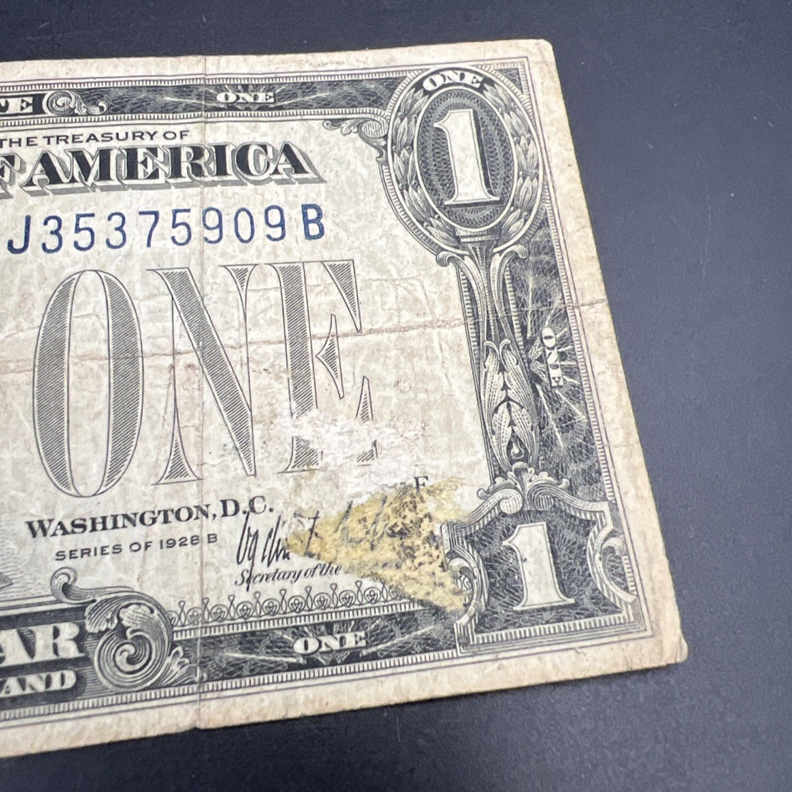 1928 $1 One Dollar Funny Back US Silver Certificate Blue Seal Cull Very Circ #09
