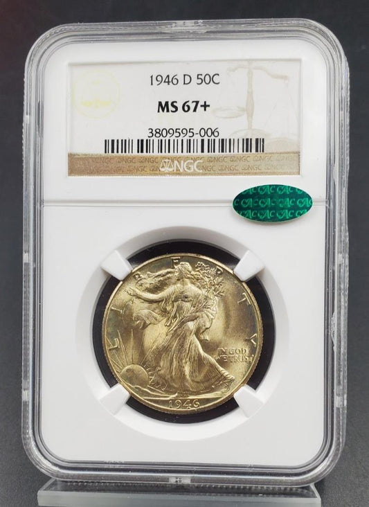 1946 D 50c Walking Liberty Half Dollar NGC MS67 + CAC