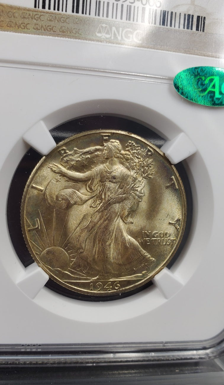 1946 D 50c Walking Liberty Half Dollar NGC MS67 + CAC