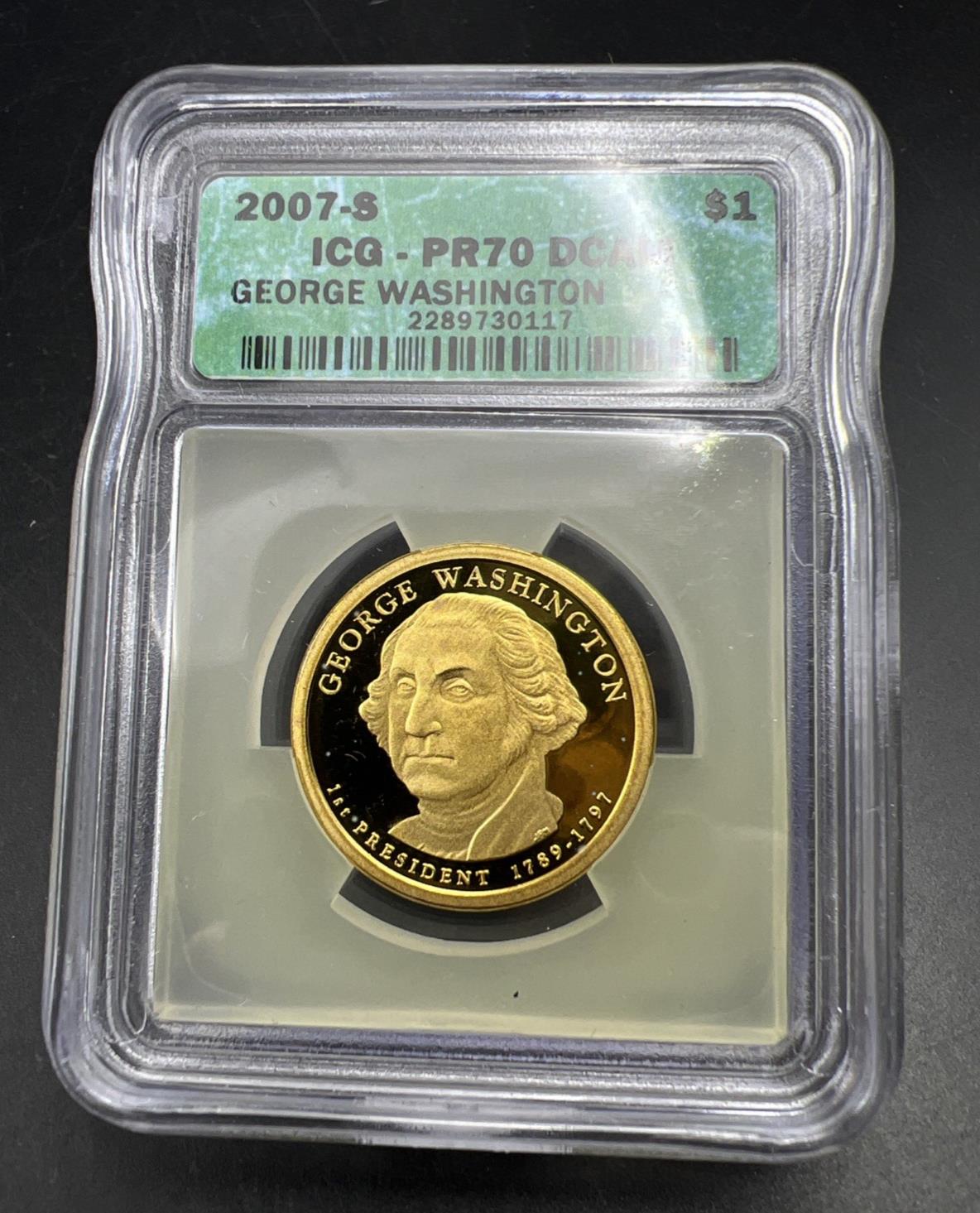 2007 S $1 George Washington Presidential Dollar Proof Coin PR70 DCAM ICG #117