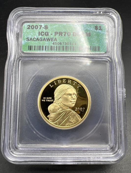 2007 S $1 Sacagawea Native Dollar Proof Coin PR70 DCAM ICG #111