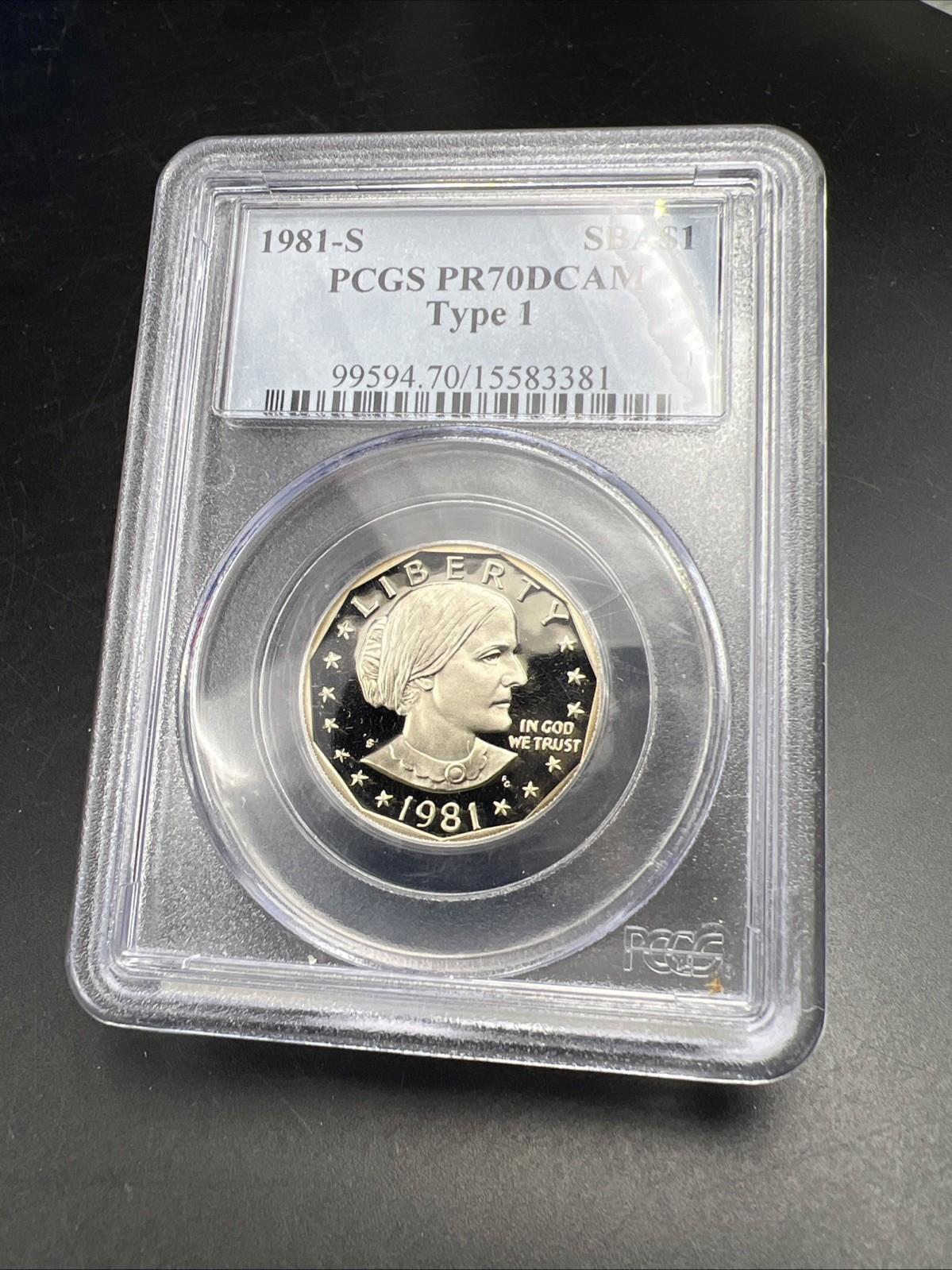 1981 S $1 SBA Susan B Anthony Dollar PCGS PR70 DCAM Type 1 Variety Some Tone #81