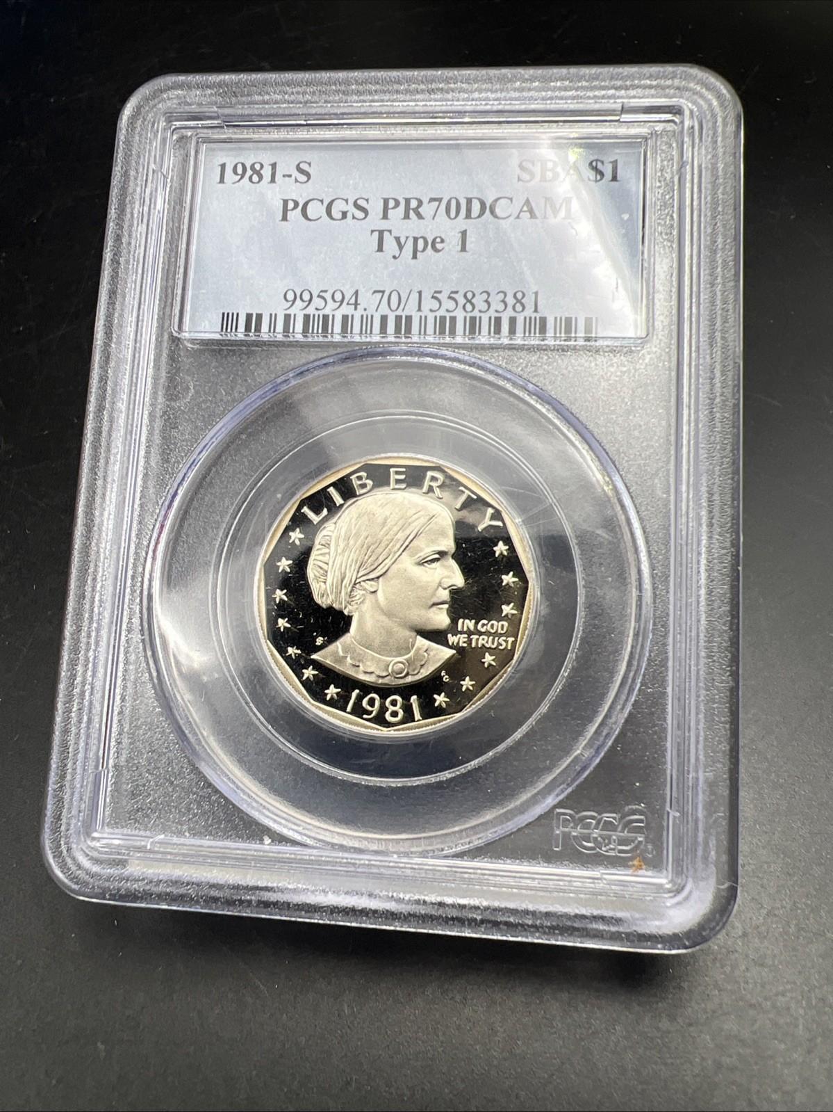 1981 S $1 SBA Susan B Anthony Dollar PCGS PR70 DCAM Type 1 Variety Some Tone #81