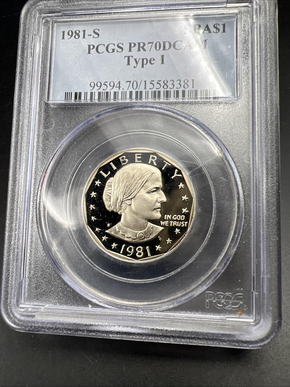 1981 S $1 SBA Susan B Anthony Dollar PCGS PR70 DCAM Type 1 Variety Some Tone #81