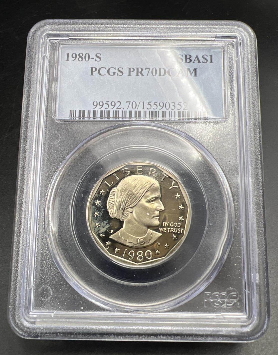 1980 S $1 SBA Susan B Anthony Dollar Coin PCGS PR70 DCAM Some Toning #52