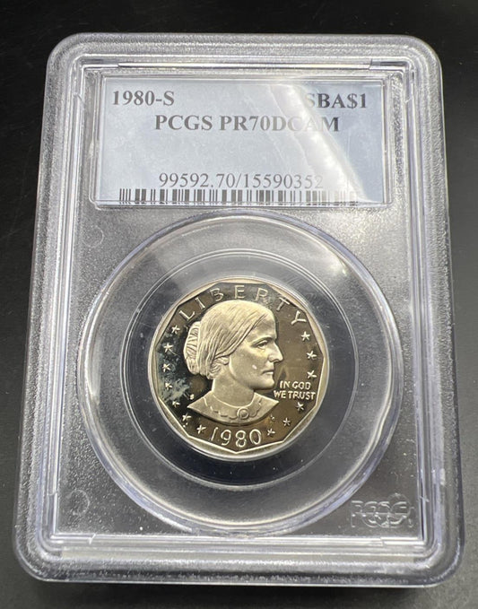 1980 S $1 SBA Susan B Anthony Dollar Coin PCGS PR70 DCAM Some Toning #52