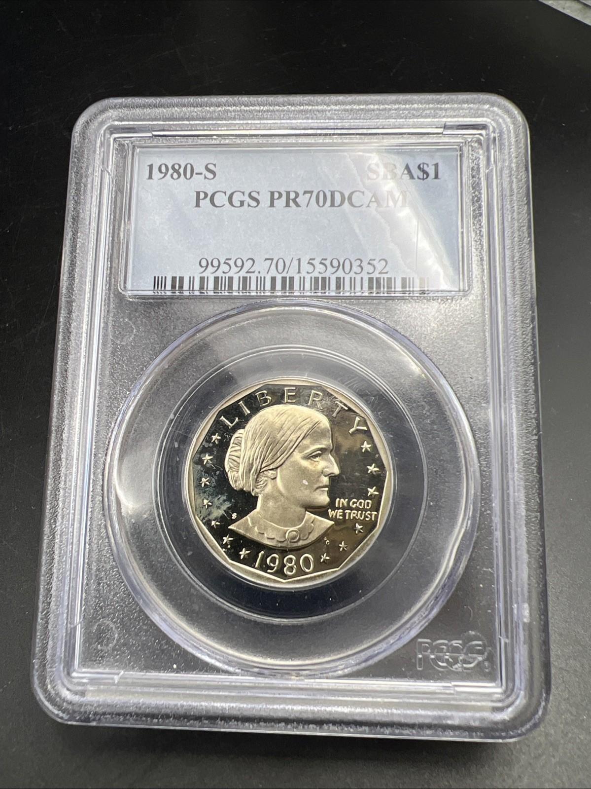 1980 S $1 SBA Susan B Anthony Dollar Coin PCGS PR70 DCAM Some Toning #52