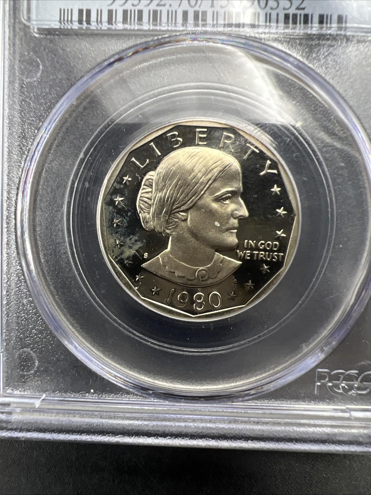 1980 S $1 SBA Susan B Anthony Dollar Coin PCGS PR70 DCAM Some Toning #52