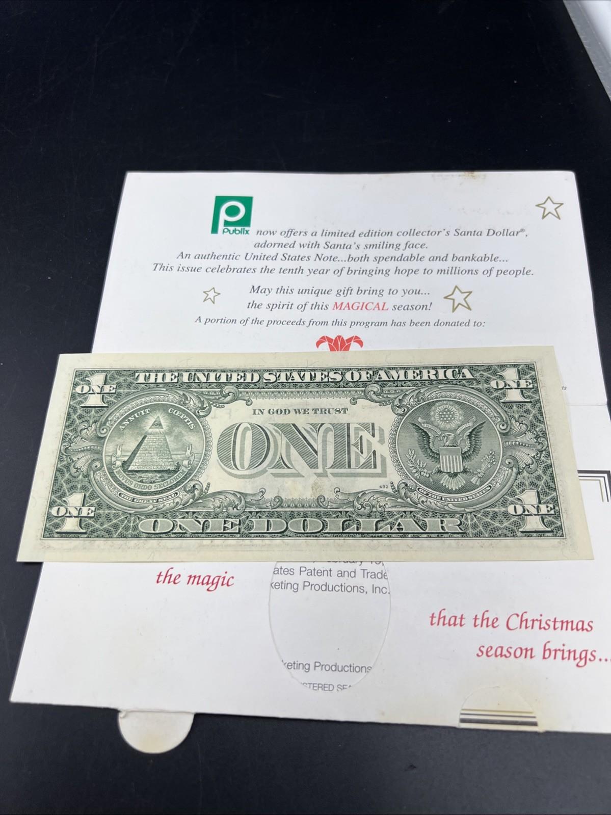 1993 $1 FRN Santa Dollar Federal Reserve Note UNC #555