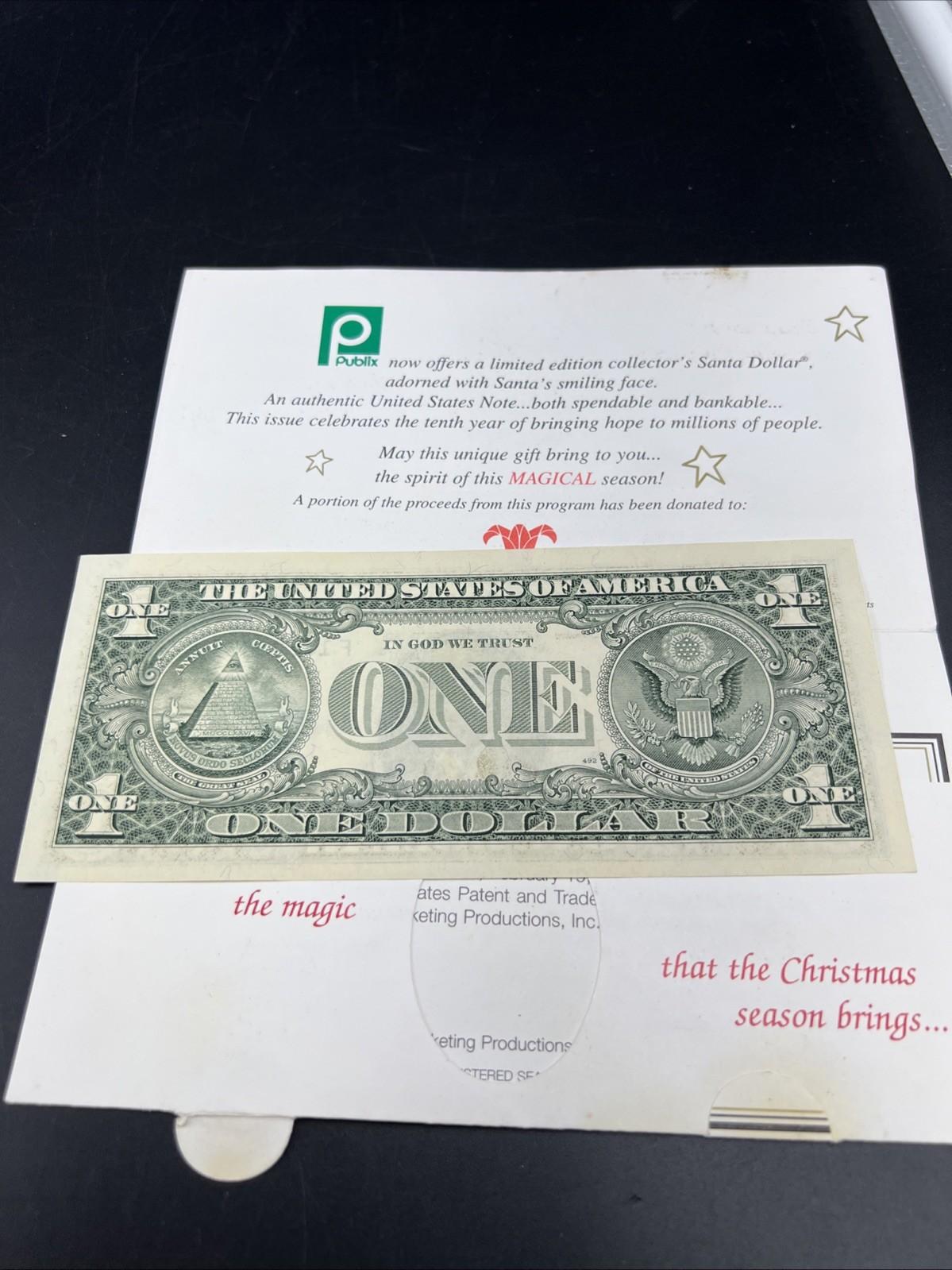 1993 $1 FRN Santa Dollar Federal Reserve Note UNC #555