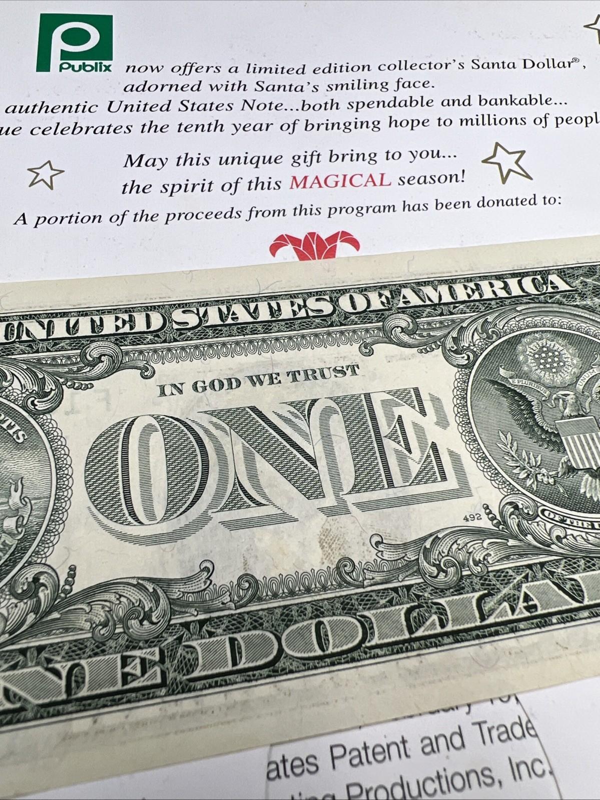 1993 $1 FRN Santa Dollar Federal Reserve Note UNC #555