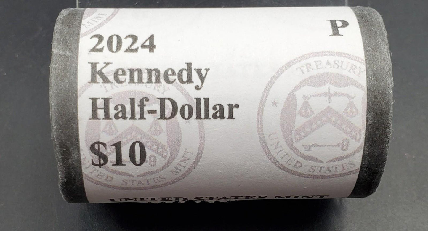2024 P JFK 50c Kennedy Half Dollar US Mint OBW Roll US 20 Coins BU UNC