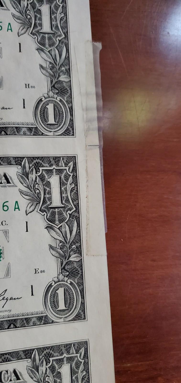 Uncut Currency Sheet of 32 Notes $1 Dollar Bills 1981 FRN Souvenir Sheet CH AU