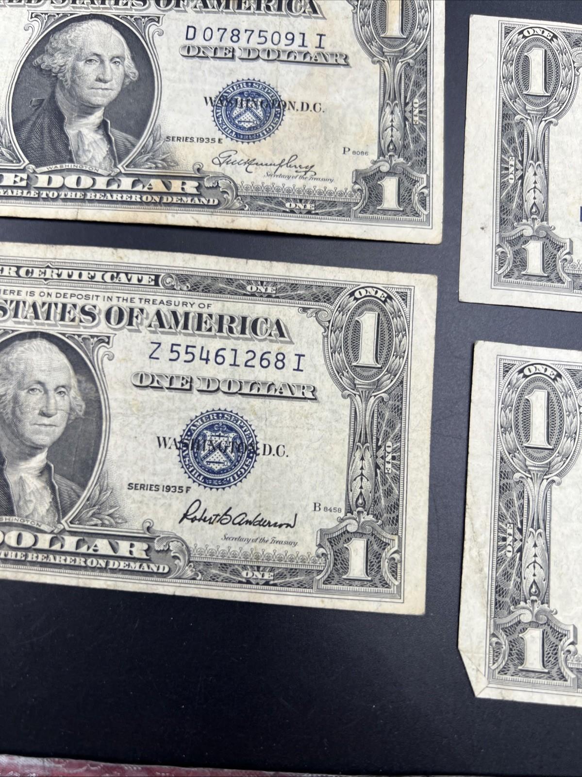 Lot of 8 1935 $1 One Dollar Blue Seal Silver Certificates Fine + Conditions