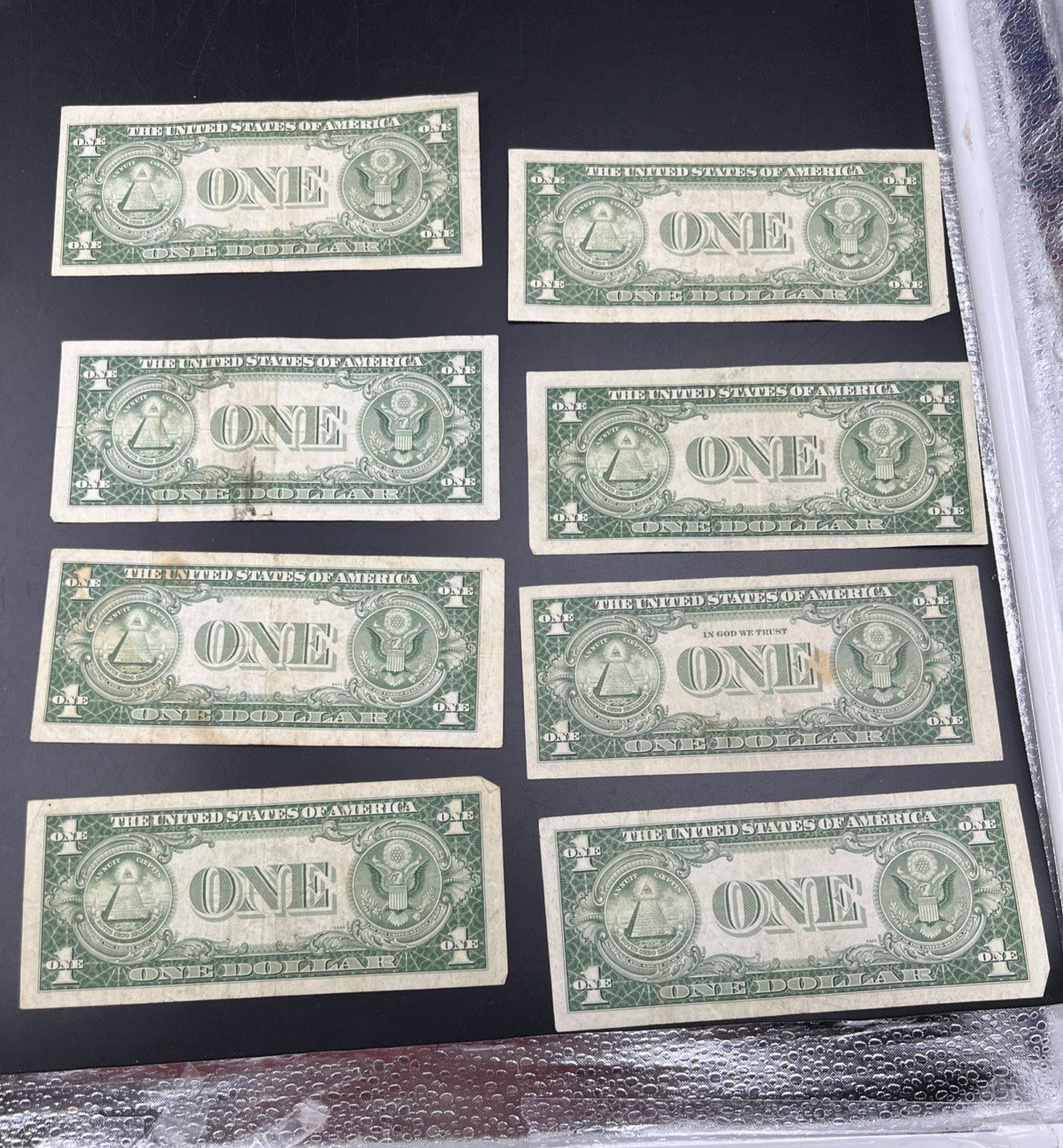 Lot of 8 1935 $1 One Dollar Blue Seal Silver Certificates Fine + Conditions