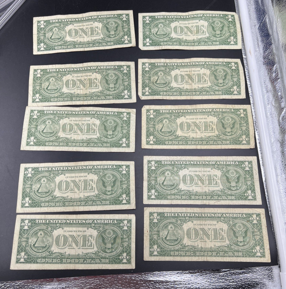 Lot of 10 1957 $1 One Dollar Blue Seal Silver Certificates VG Bills #100