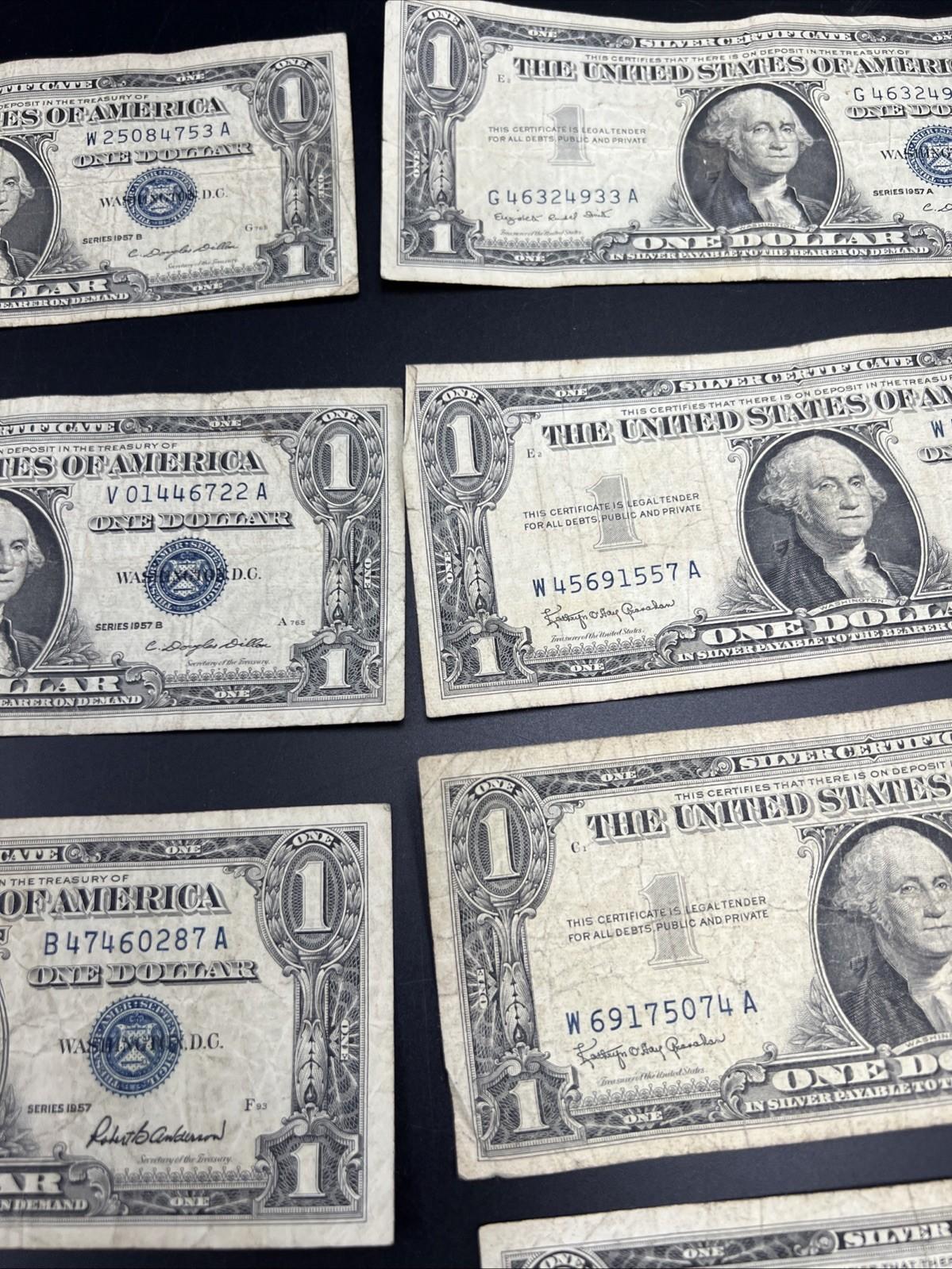 Lot of 10 1957 $1 One Dollar Blue Seal Silver Certificates VG Bills #100
