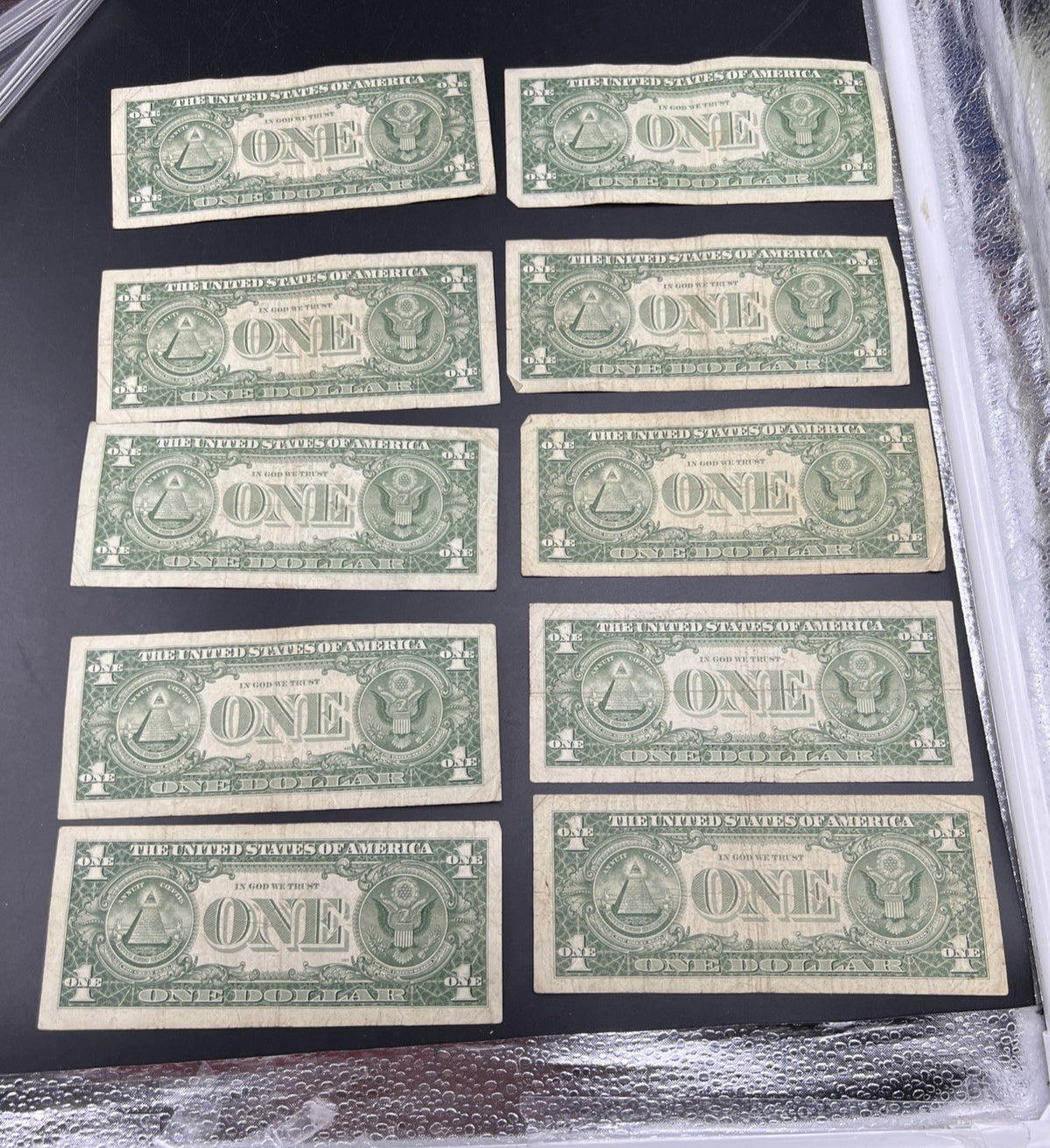 Lot of 10 1957 $1 One Dollar Blue Seal Silver Certificates VG Bills #100