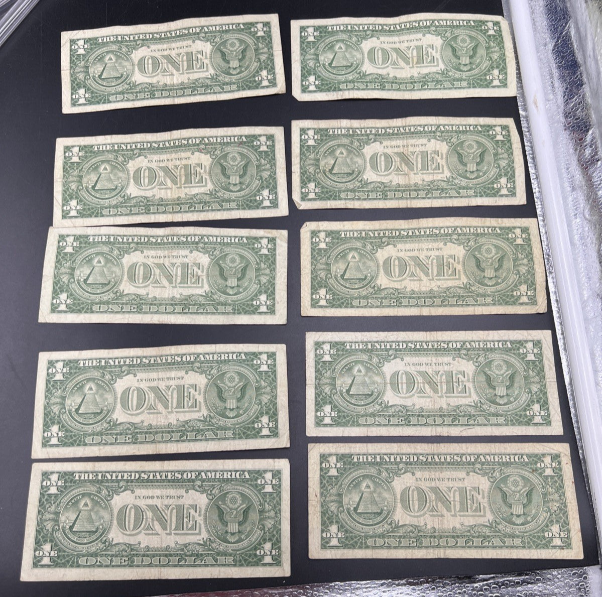 Lot of 10 1957 $1 One Dollar Blue Seal Silver Certificates VG Bills #100