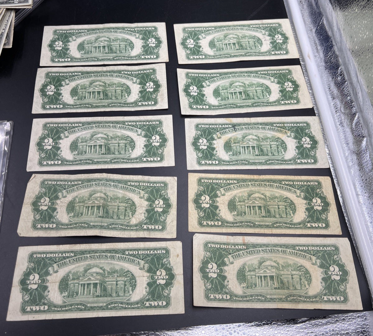 Lot 10 1953 $2 Two Dollar USN Red Seal Bills VG / F Conditions #52