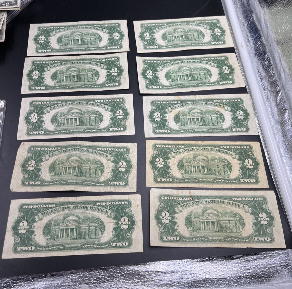 Lot 10 1953 $2 Two Dollar USN Red Seal Bills VG / F Conditions #52