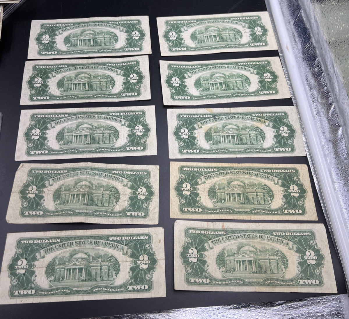 Lot 10 1953 $2 Two Dollar USN Red Seal Bills VG / F Conditions #52