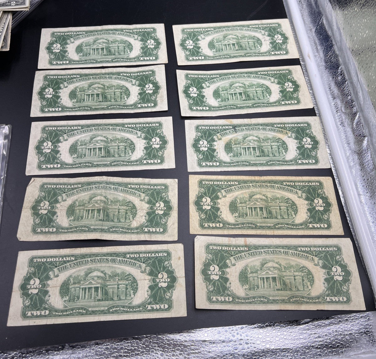 Lot 10 1953 $2 Two Dollar USN Red Seal Bills VG / F Conditions #52