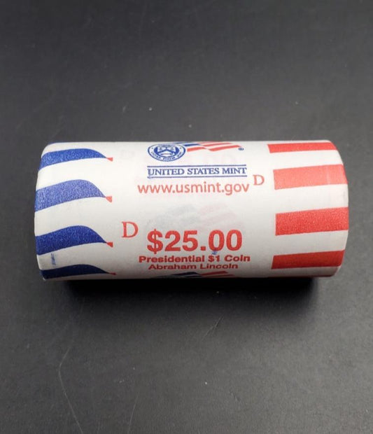 2010 D $1 Abraham Lincoln Presidential Dollar 25 Coin BU US Mint Certified Roll