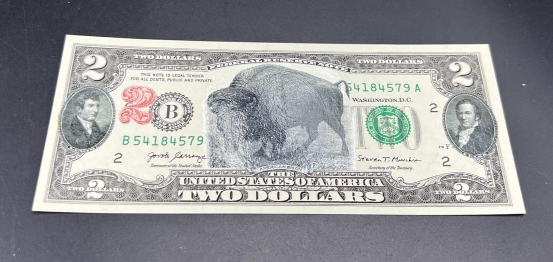 2017 $2 Bison Colorized FRN Federal Reserve Note 1901 USN Tribute UNC #579
