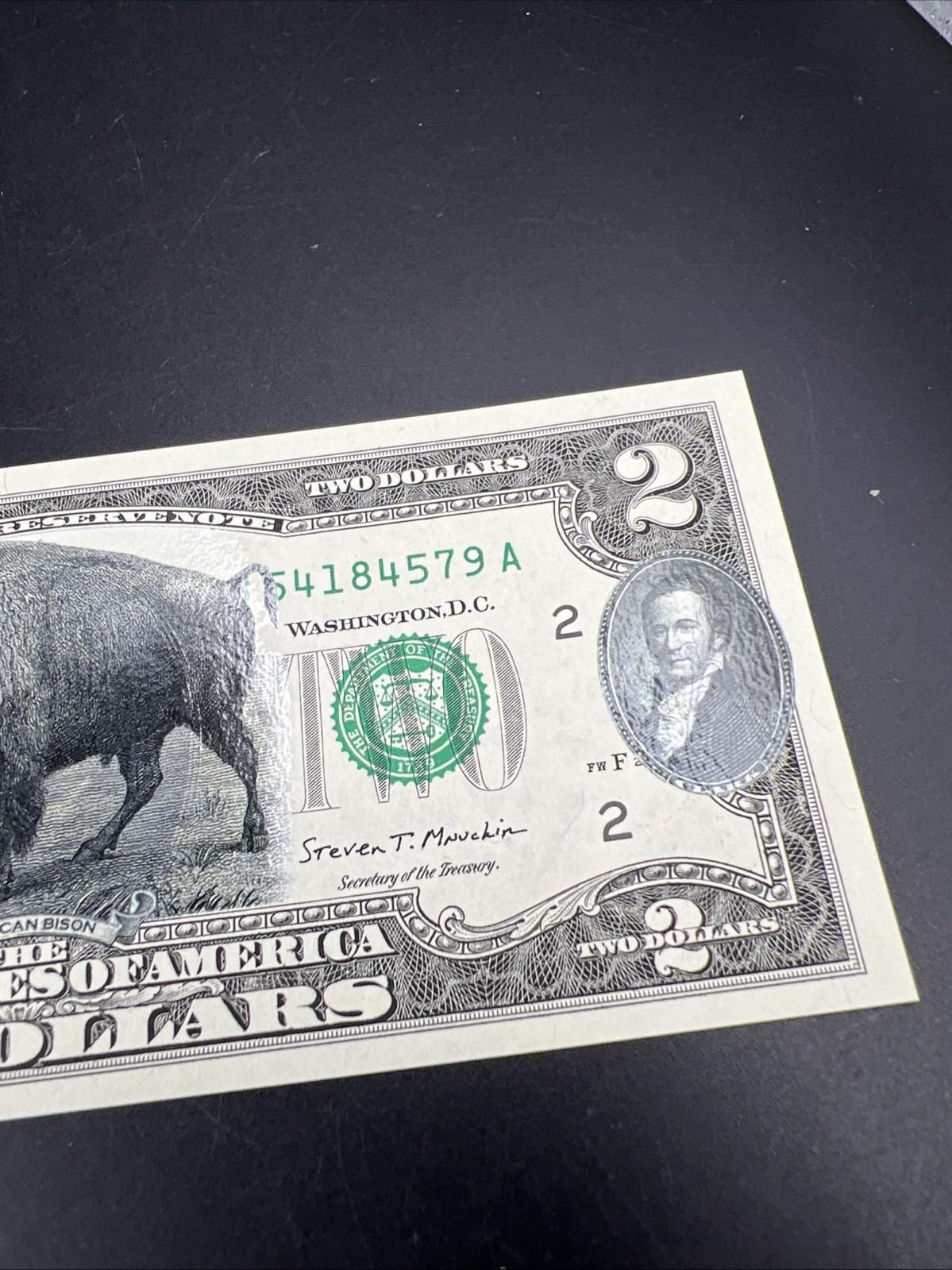 2017 $2 Bison Colorized FRN Federal Reserve Note 1901 USN Tribute UNC #579