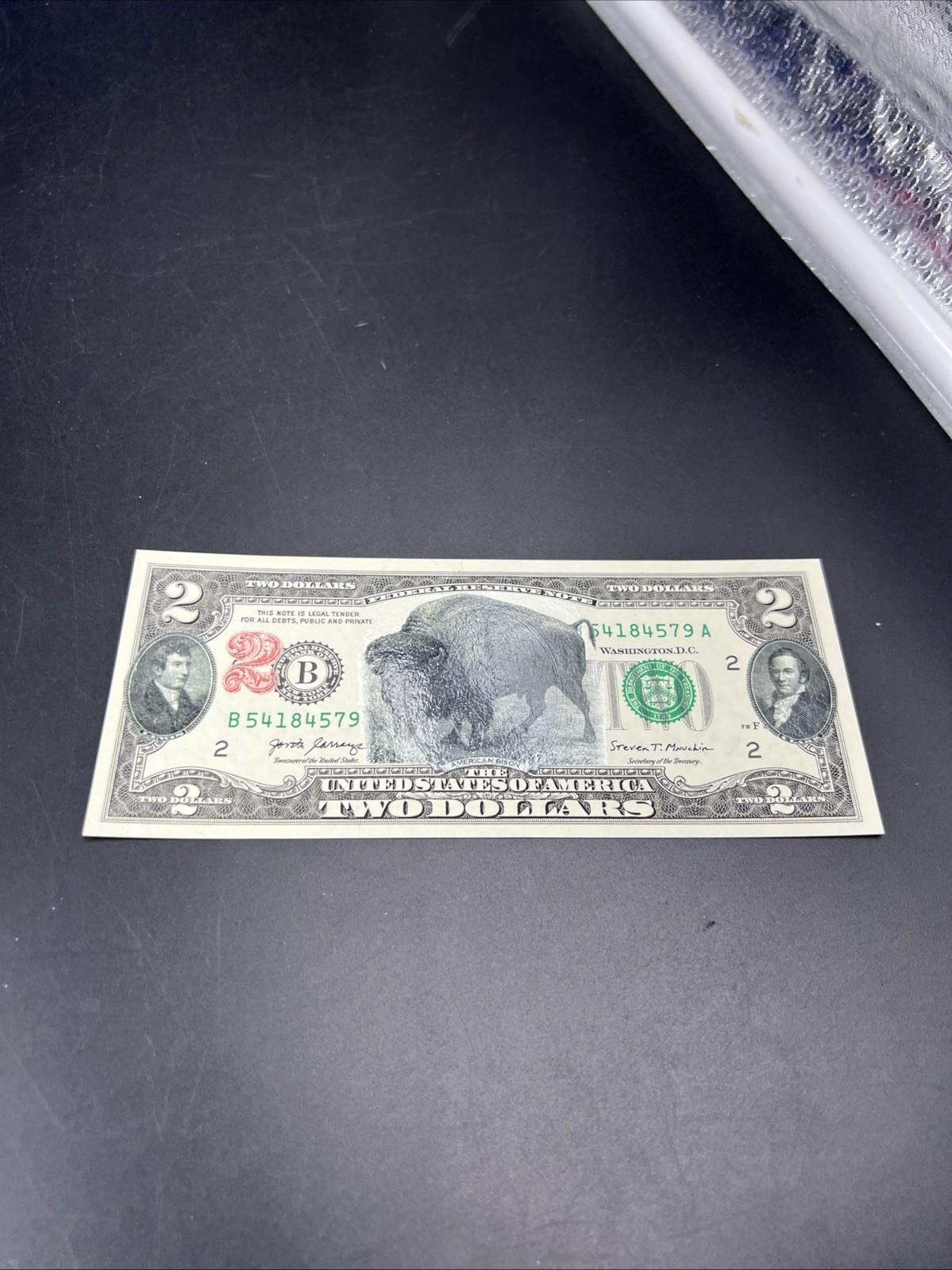 2017 $2 Bison Colorized FRN Federal Reserve Note 1901 USN Tribute UNC #579