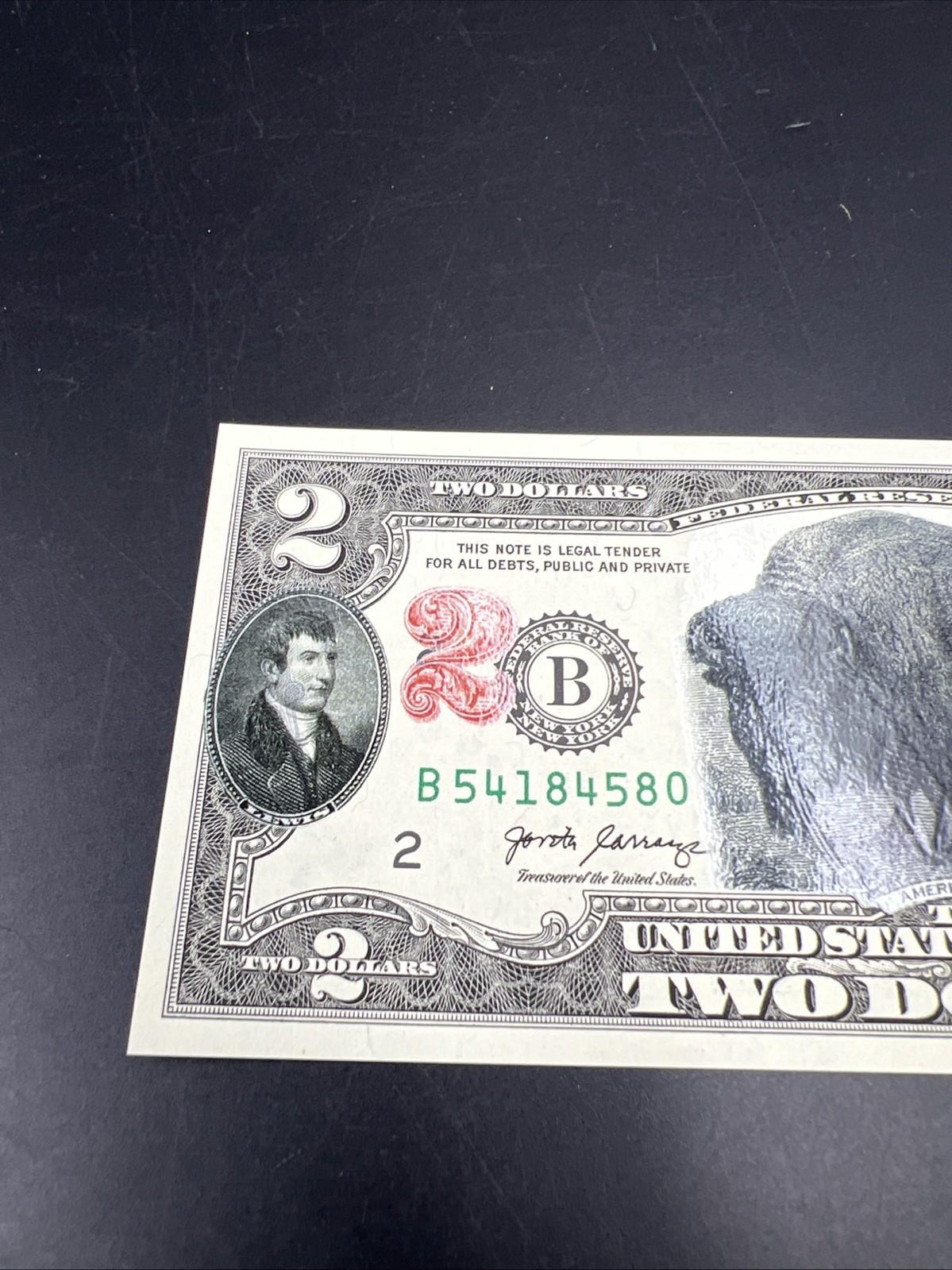 2017 $2 Bison Colorized FRN Federal Reserve Note 1901 USN Tribute UNC #580