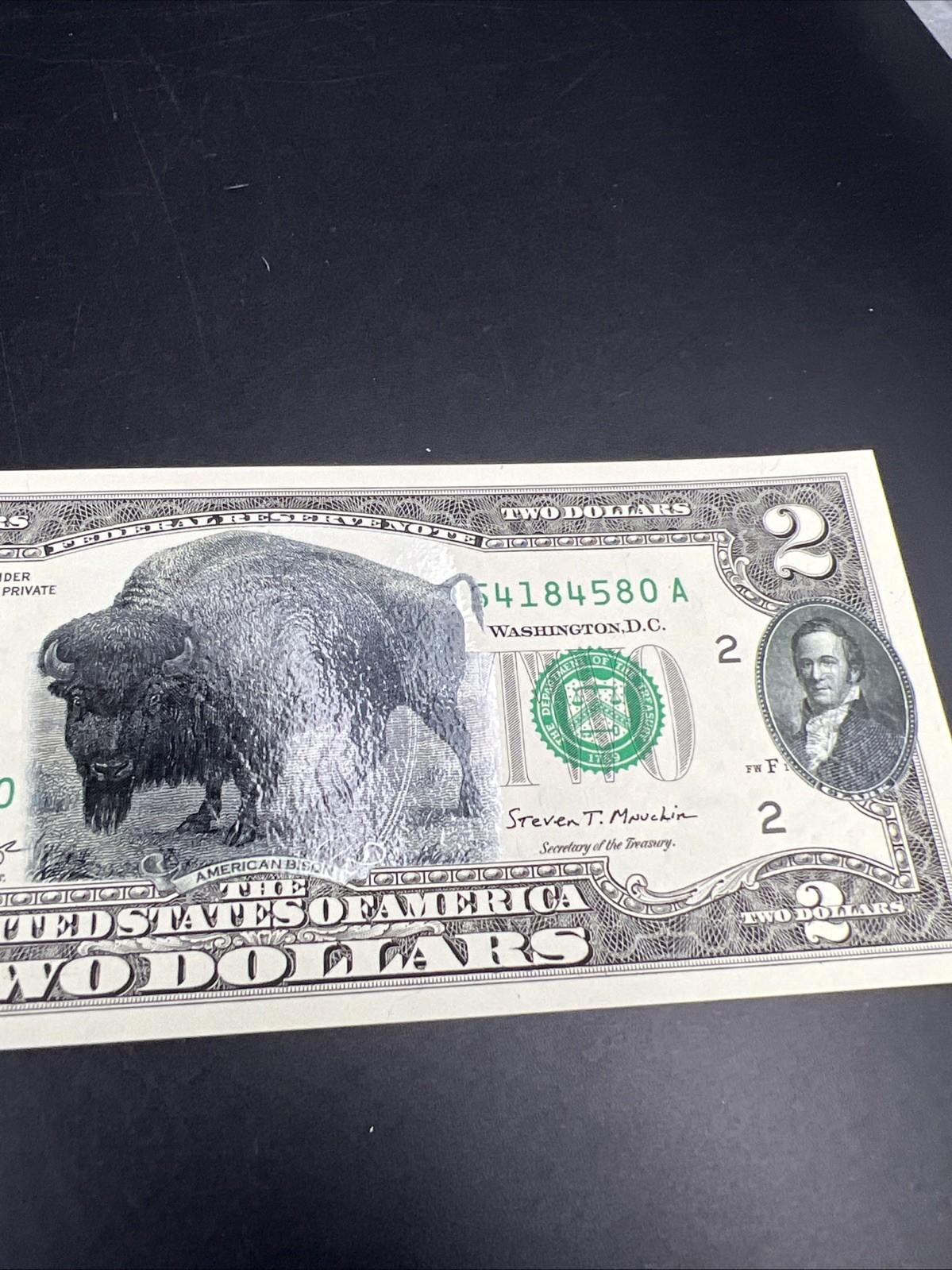 2017 $2 Bison Colorized FRN Federal Reserve Note 1901 USN Tribute UNC #580